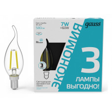 Лампа светодиодная Gauss Filament E14 7Вт 4100K 104901207T