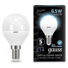 Лампа светодиодная Gauss LED Globe E14 6.5Вт 4100K 105101207