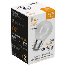 Лампа светодиодная Gauss Basic Filament E27 4.5Вт 2700K 1055215