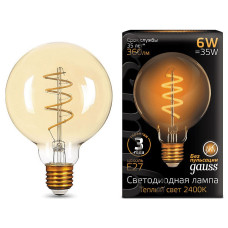 Лампа светодиодная Gauss Led Filament G95 Flexible E27 6Вт 2400K 105802007