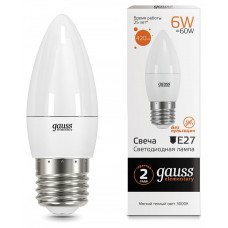 Лампа светодиодная Gauss Led Elementary Candle E27 6Вт 3000K 33216