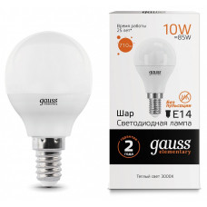 Лампа светодиодная Gauss LED Elementary Globe E14 10Вт 3000K 53110