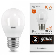 Лампа светодиодная Gauss LED Elementary Globe E27 10Вт 3000K 53210