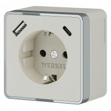 Розетка с заземлением и с шторками и USB Werkel Gallant слоновая кость W5071703