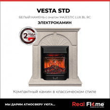 Электрокамин RealFlame Vesta WT-F715 с очагом Majestic Lux BL c пультом ДУ