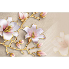 ОРТО fv 6653 Золотые ветки и розовые цветы (2)